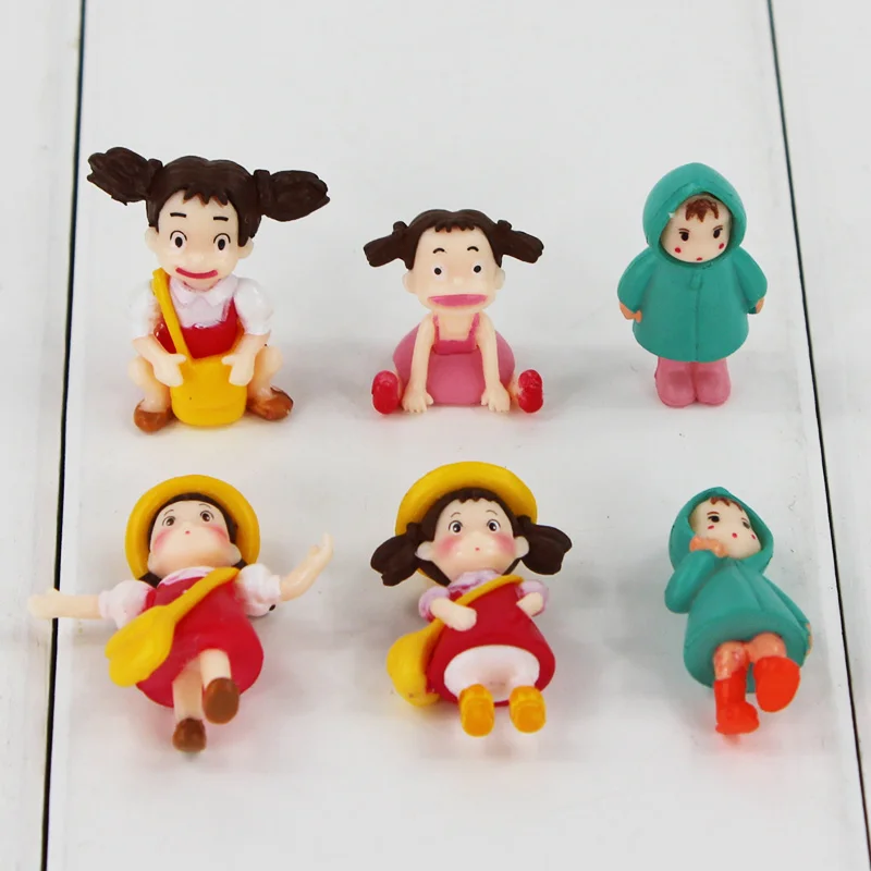 

6pcs/lot Anime My Neighbor Totoro Figure Toy Little Girl Mei Kusakabe Satsuki Hayao Miyazaki Mini Model Doll