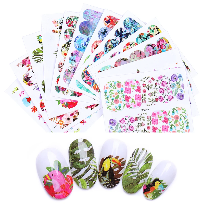 

Nail Water Decals Butterfly Plants Tropical DIY Nail Art Transfer Stickers Manicure Decoration Water Sliders