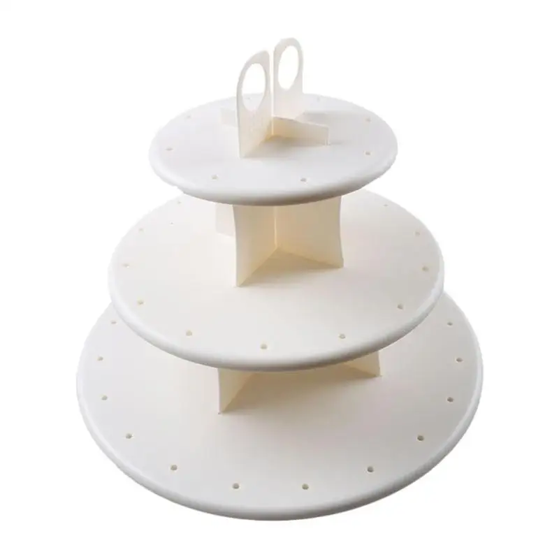 

3 Tiers Snack Cake Server Cupcake Display Stand Lolly Holder Cake Rack Lollipop Holder white round assemble for weddings parties
