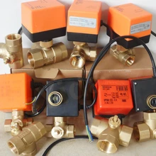 Трехходовой Электрический моторизованный латунный шаровой клапан с тремя проводами привода AC220V DC12V DC24V автоматический контроль запорный клапан