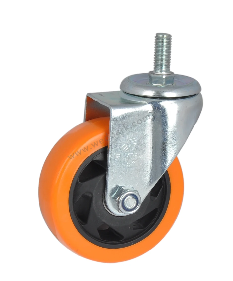 

4PCS FIVERI Medium 4 Inch Casters Wheels 90Kg PVC Wheels Castors Thread Screw Swivel Brake Locking Roller Industrial for trolley