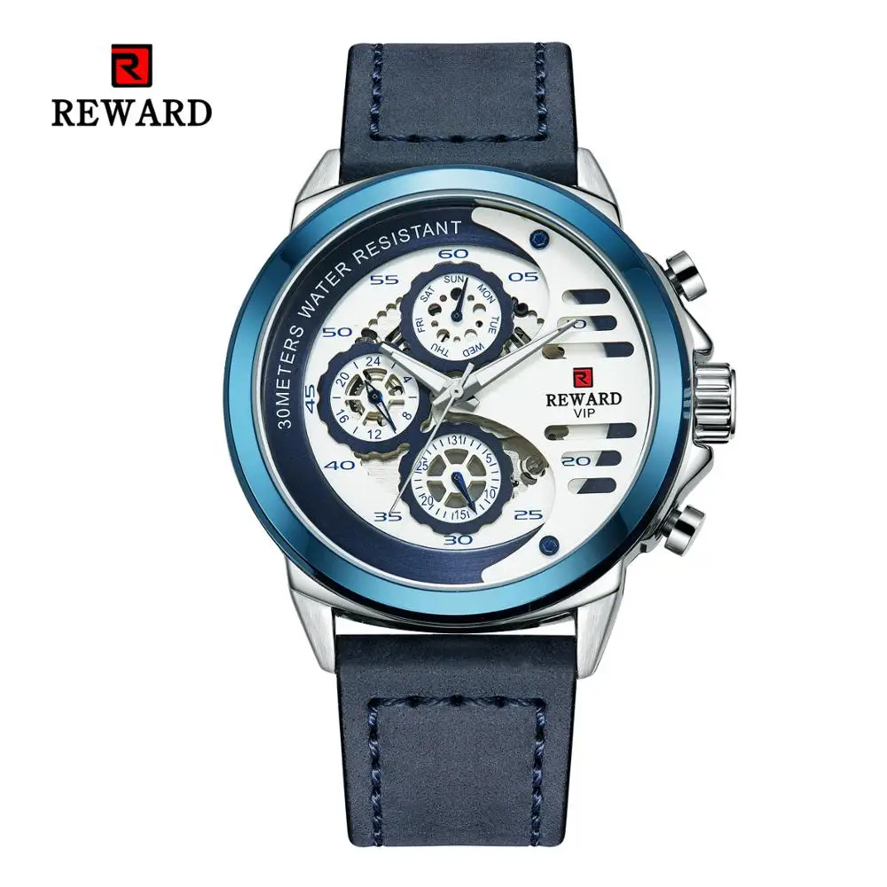 

Fashion Casual big dial watch men waterproof sports MIYOTA Movement quartz wrist watches Leather strap dress clock RD63086M