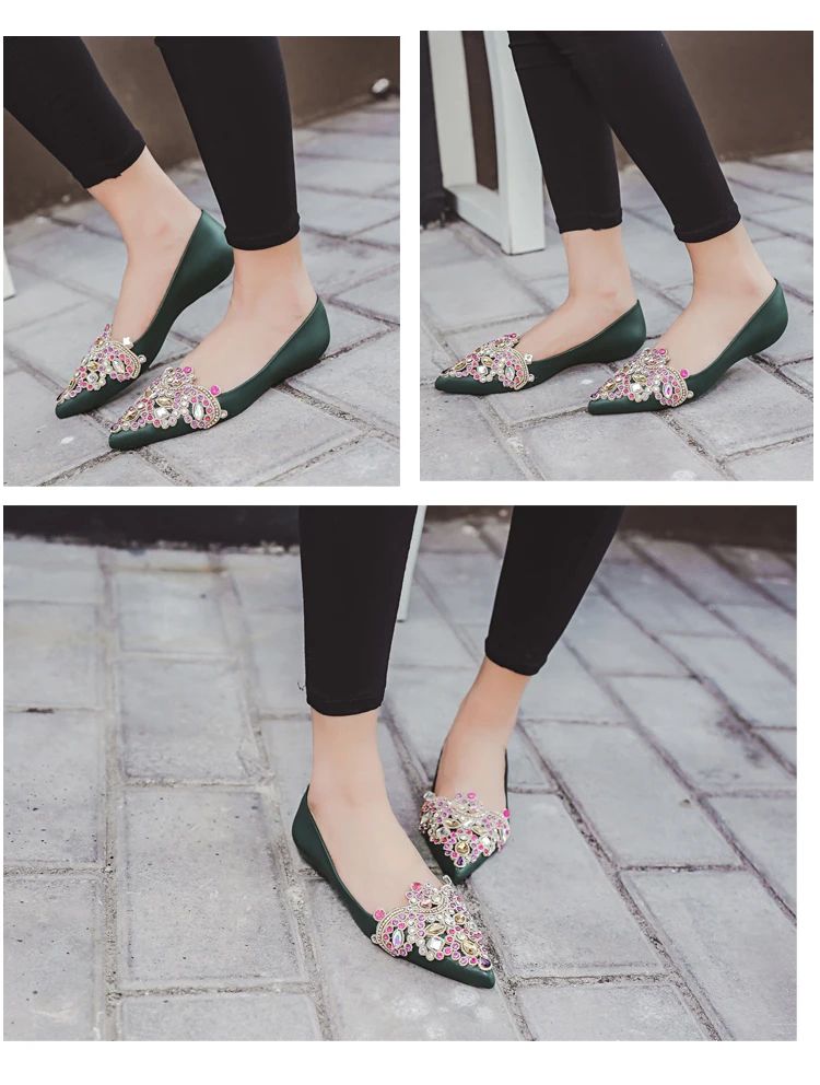 Women's Soft Rhinestones Crystal Pointed Toe Flat Sexy Loafers Sandals Jelly Candy Colors Casual Party Shoes Summer A1090