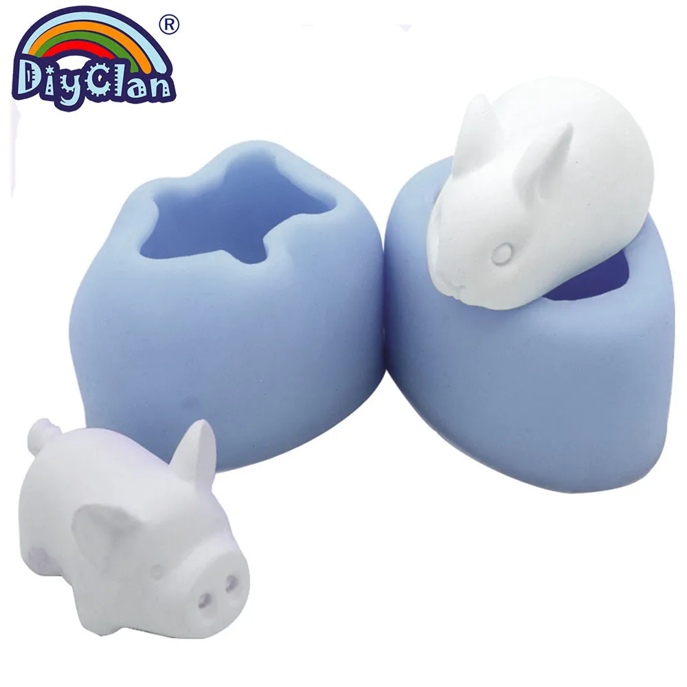 

Cute Rabbit Pig Mousse Cake Silicone Mold Ice Cream Fondant Molds Animal Candy Chocolate Pudding Mould Cake Decoration Tools