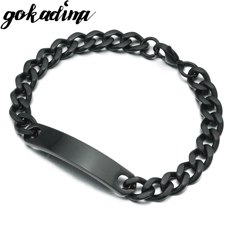 Women Men Stainless Steel ID Bracelet 4 colors WB001 Gokadima