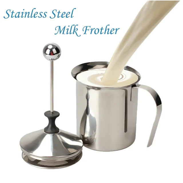 Special Offers Stainless Steel Milk Frother Jug Reusable Easy-Clean Cappuccino Latte Creamer Foam Coffee Double Mesh Pump Kitchen Accessories