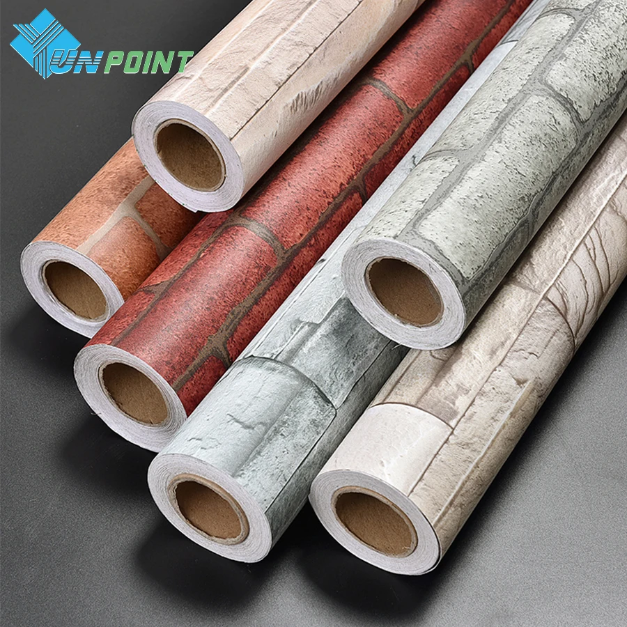 

500x60cm Faux Stone Brick Wall 3D Wallpaper Roll Modern Vintage Brick Wallpaper PVC Vinyl Stickers Waterproof Wall Stickers