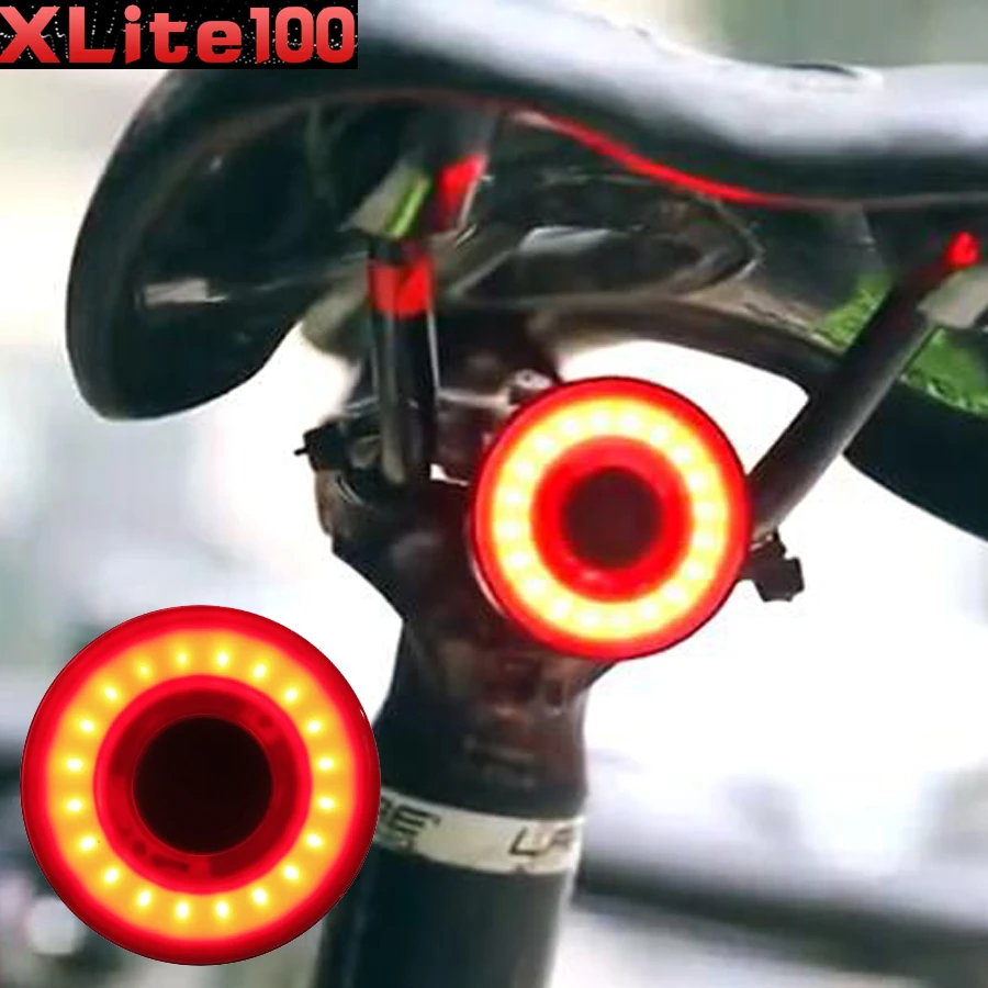 Xlite100 Smart Bike LED Tail Light USB Rechargeable Auto Start Stop Brake Sensor