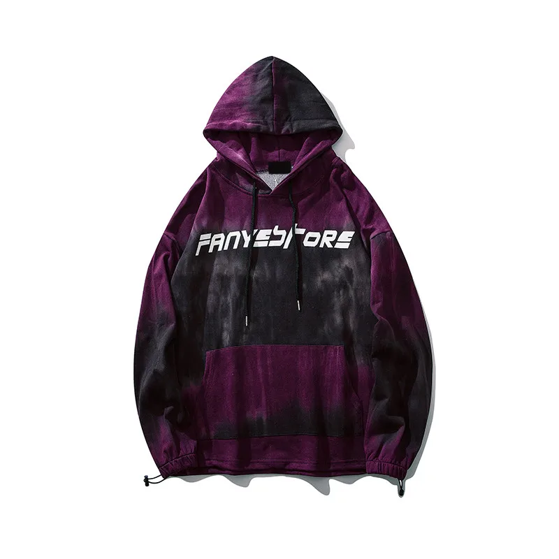 Темный логотип яркое свободное Стильное мужское худи с передним карманом для мужчин хип-хоп худи пуловер толстовки и с капюшоном - Цвет: purple hoodie