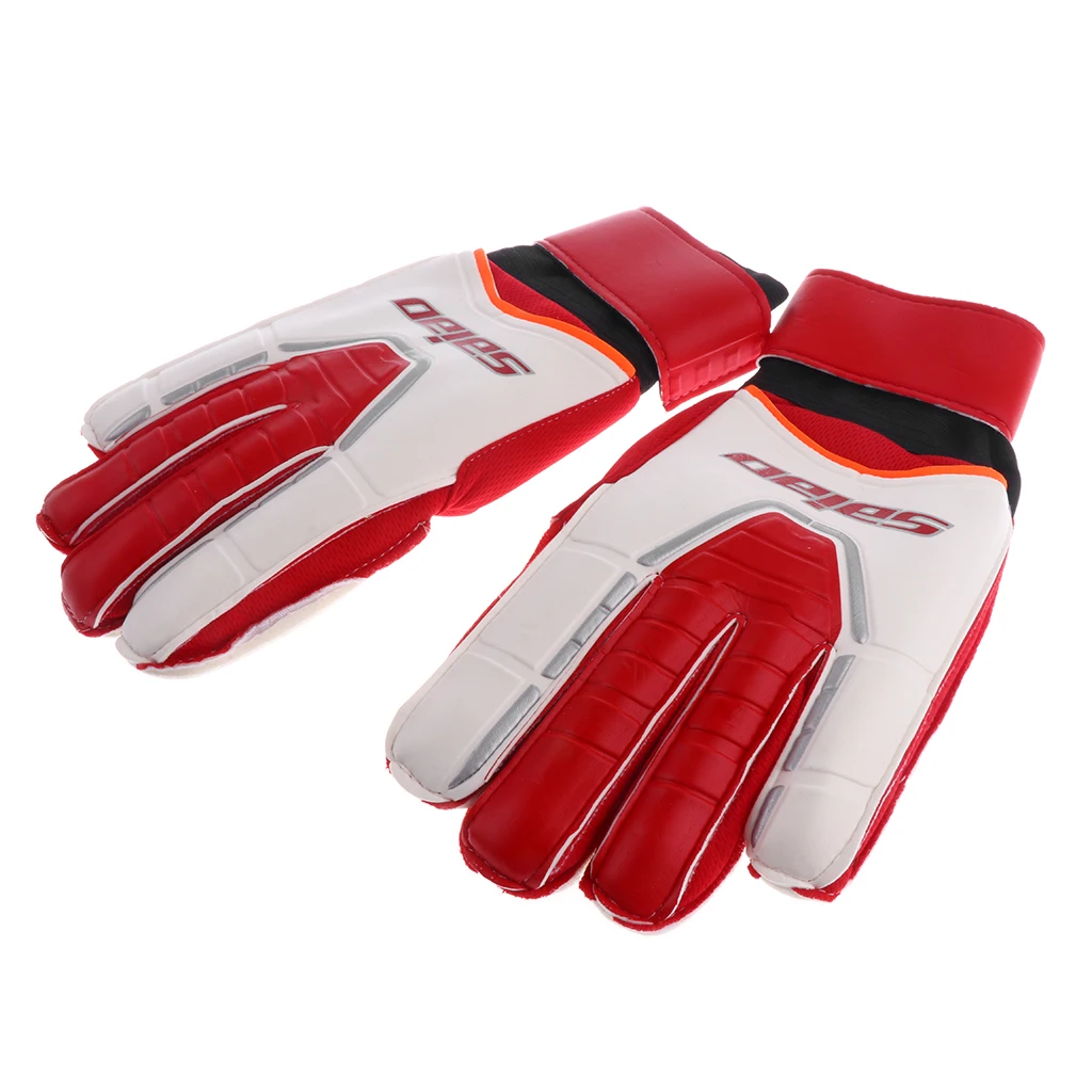 Footful вратарь защита для рук Защита от вратарь перчатки Junior противоскользящие впитывающие пот футбольные перчатки для защиты пальцев - Цвет: Red