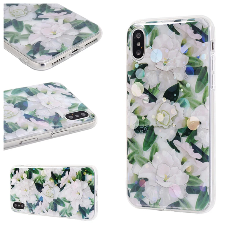 Retro Floral clear phone case for iPhone XS Max glitter transparent on 5s 6s Plus 8 6 7 XR |