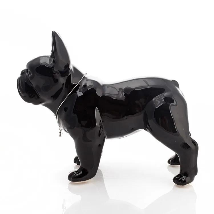 Discount Cute Ceramic French Bulldog Dog Statue Home Decor Crafts Room