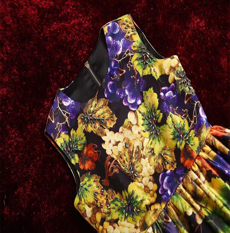 Temperamento L'estate Della Bianco E Alta blu Da A Qualità Ziwwshaoyu Boemia Vestito Uva Che Di Borda Stampa 2019 Navy line collo Nuovo O Primavera wSRttaqx1