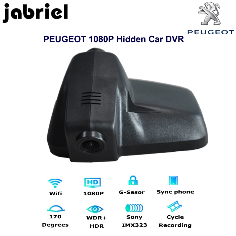 US $49.98 Jabriel Auto HD 1080P wifi dash cam hidden car dvr dual lens rearview camera video recorder for 2015 2016 2017 2018 PEUGEOT 408
