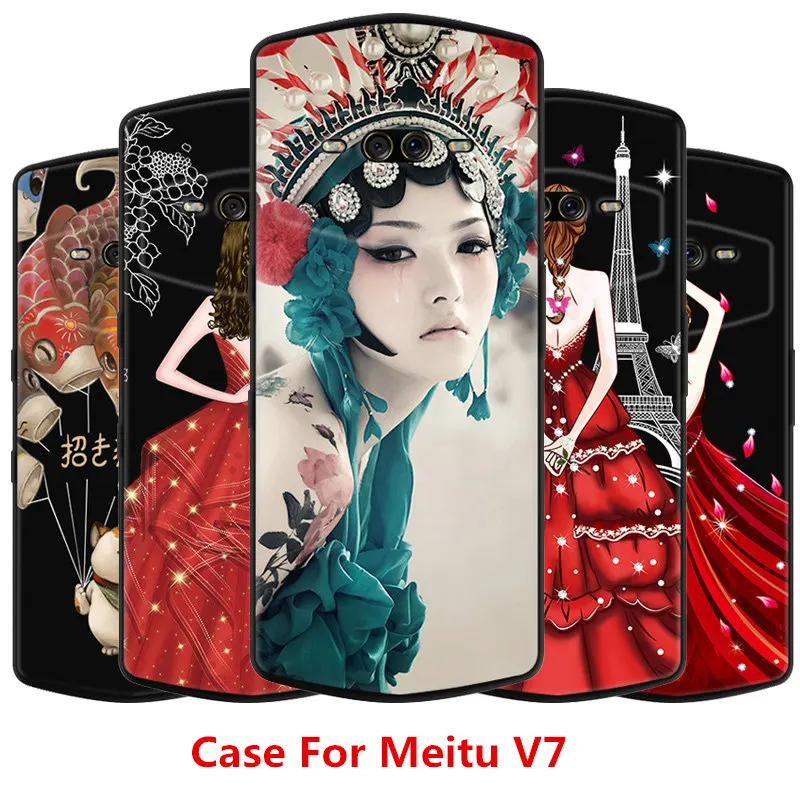 

Cartoon Red Dress Girl Case For Meitu V7,TPU Painted Mobile Phone Shell Lovely Cartoon Color Painting Case.18 Colors!