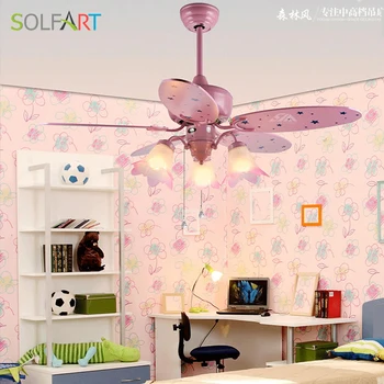 

SOLFART ceiling fan remote control mute and security save energy kids room led ceiling fan lamp pink ceiling fans slf2018