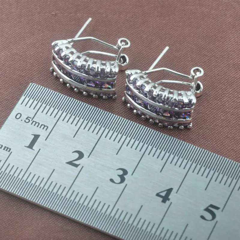 Природный пурпурный кристалл Женские Ювелирные наборы из стерлингового серебра 925 пробы ожерелье кулон серьги кольцо TZ0143