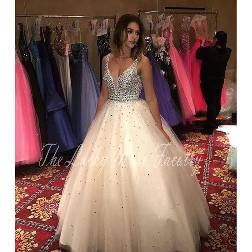 Vestidos de 15 anos шампанское Бальные платья Quinceanera платья, расшитые блестками, Бисер Длинные бальные платья сладкий 16 платья для женщин