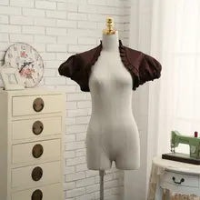 Estola De Pele Para Festa Болеро коричневого цвета с короткими рукавами и рюшами, атласные вечерние болеро, свадебная накидка, жакет