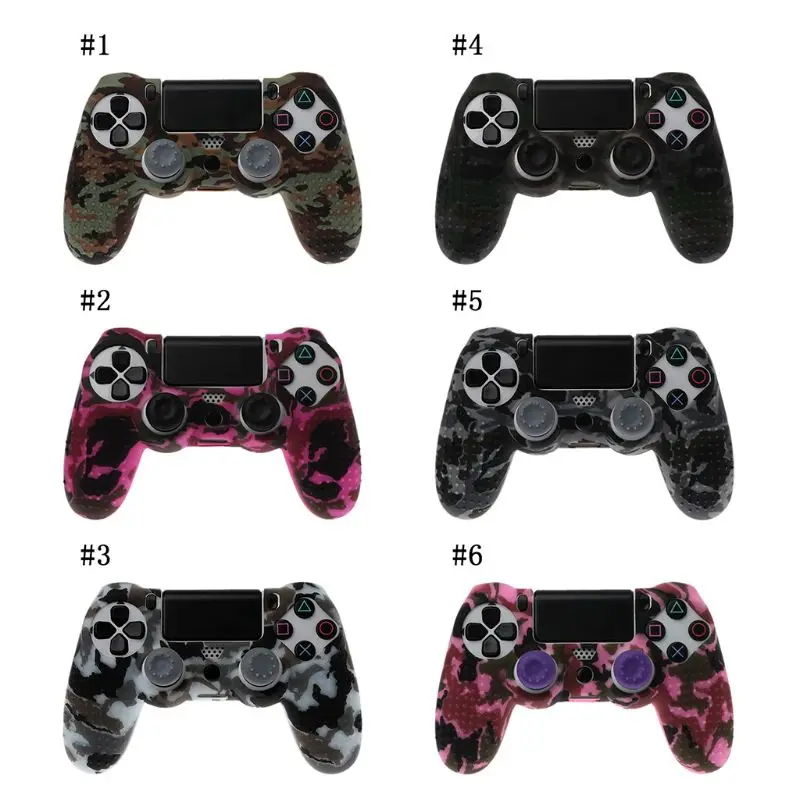 6 цветов в наличии камуфляжной расцветки, силиконовые Обёрточная бумага чехол с колпачки для джойстика Playstation PS4 контроллер