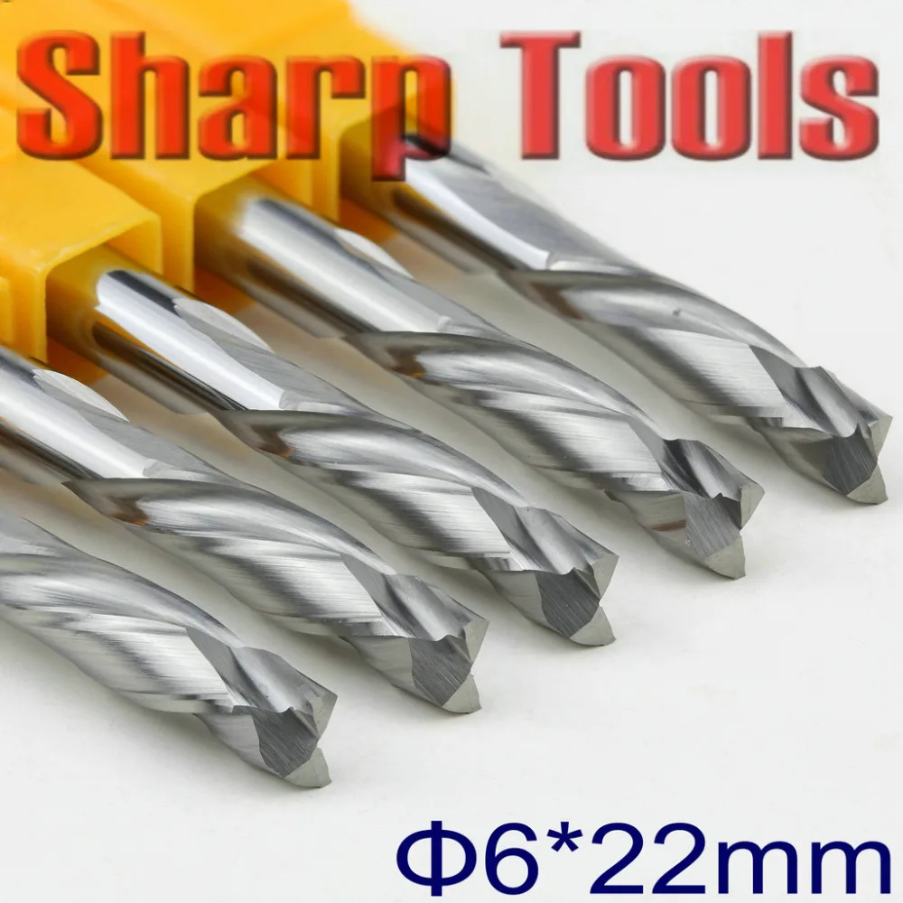 

Up Down Cut 6x22MM 2 Flutes Carbide End Mill Milling Bit Cutter Set 5pcs/lot Spiral Router Bit CNC Engraving Cutting Tools Drill