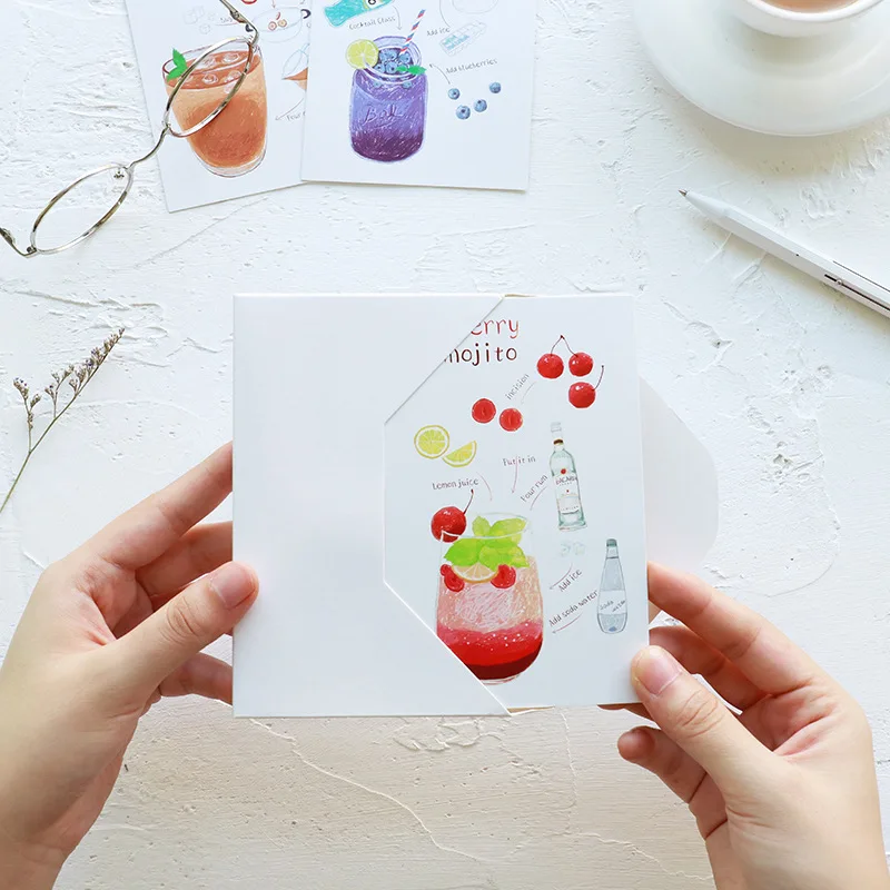 30pcs/lot Summer Drinking Postcard Message Note Wish Gift Cards Paper Bookmark Cute Stationery