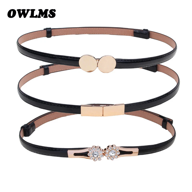 Newest Adjust Belts women HOT Patent leather belt gold buckle strap belt lady wedding party dress waistband thin red casual belt newest design woman belt silver square pin buckle leather belts for women wide wrap cinturon jeans kemer party decorated