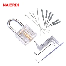 Naierdi 3 em 1 conjunto de ferramentas serralheiro prática kit de bloqueio transparente com chave quebrada extrator chave ferramenta remoção ganchos ferragem