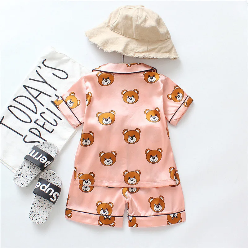 Children's pajamas set Toddler Kids Baby Boys Girl Cartoon Pajamas Sleepwear T shirt Shorts Clothes Set pijama infantil #4j02 (1)