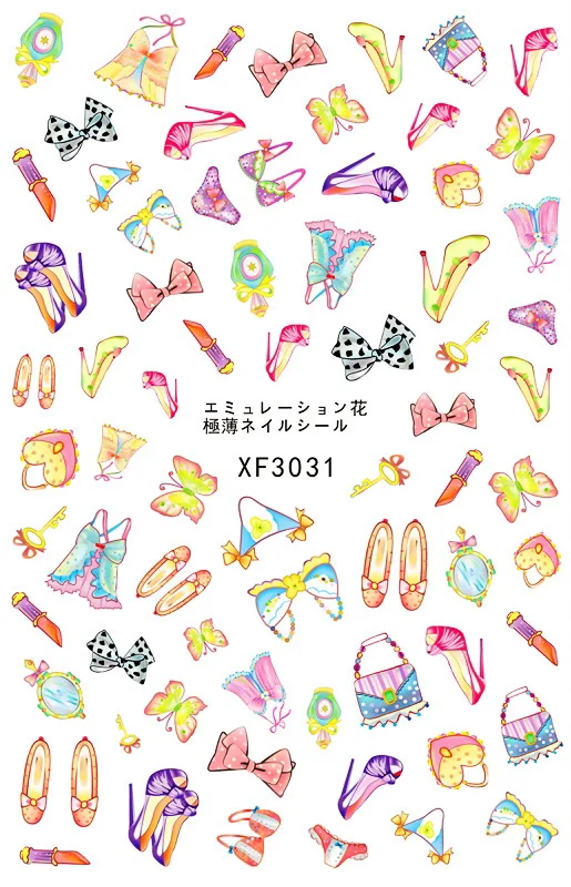 Дизайн ногтей украшения маникюрные ползунки японская серия наклейка с цветком для ногтей девочек ногтей наклейка мультфильм яйцо наклейки для ногтей - Цвет: XF3031