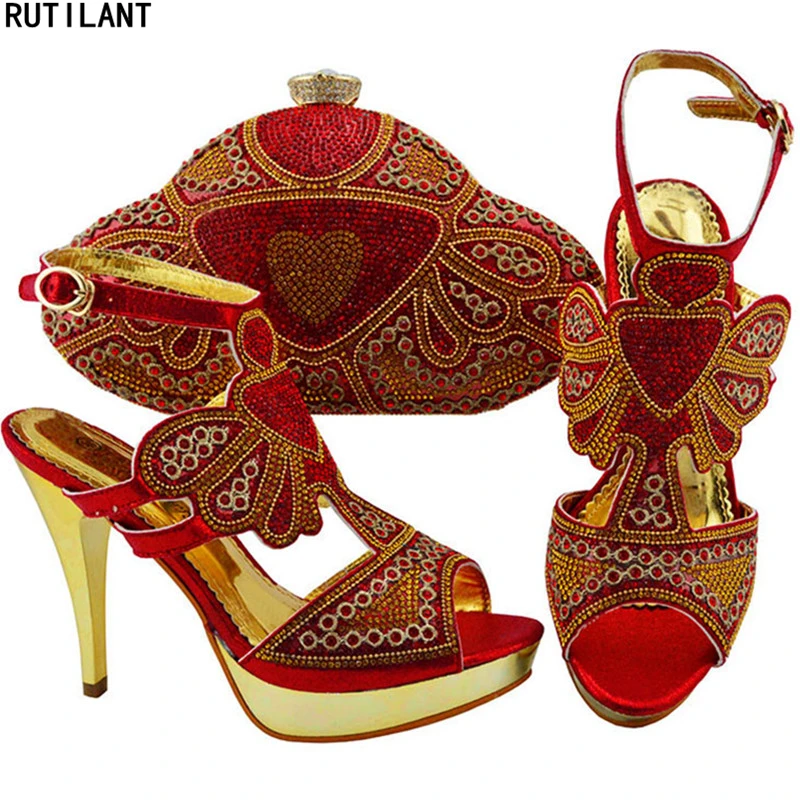 Nigeriaanse Schoenen en Bijpassende Tas Set Versierd met Rhinestone Italiaanse Bijpassende Schoen en Tas Set Afrikaanse Party Pumps Gesp Nigeriaanse Schoenen en Bijpassende Tas Set Versierd met Rhinestone Italiaanse Bijpassende Schoen en Tas Set Afrikaanse Party Pumps Gesp