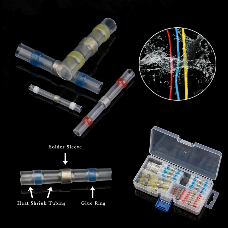 50/100Pcs Heat Shrink Solder Sleeves Terminal Waterproof Electrical