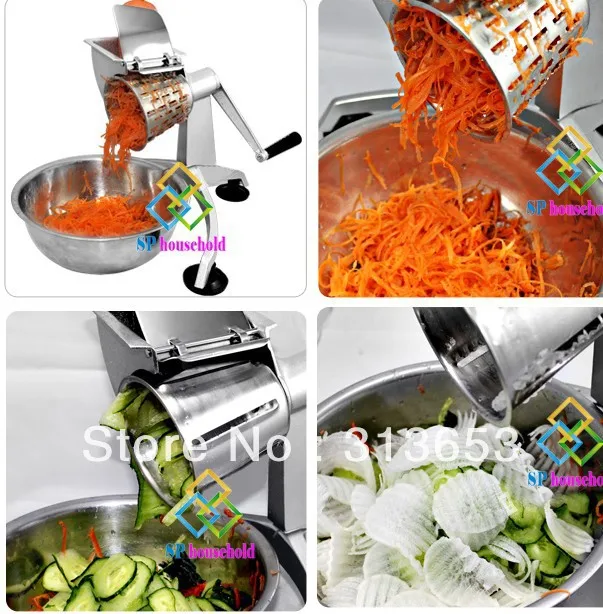 ==> [Free Shipping] Buy Best Multi-function rotary vegetable grater/turning slicer/potato cutter /fruit grater/salad machine( five different cup cutter) Online with LOWEST Price