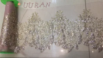 

Silver Gold Glued glitter sequins lace for trim Lace Decoration Trim for veils fashionable Wedding lace Dress Fabric 10y/lot