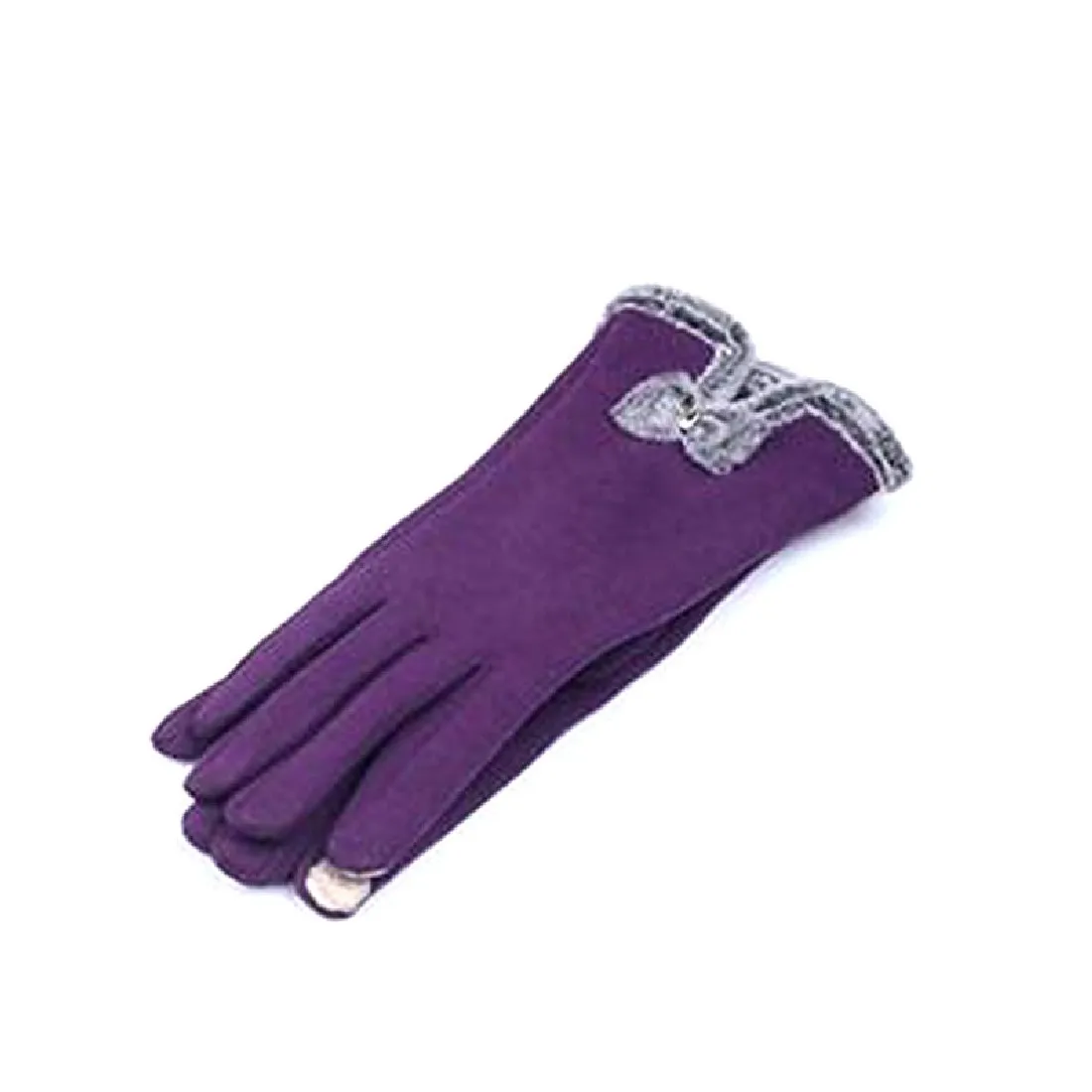 Лидер продаж модные женские туфли перчатки осень-зима с милым бантом теплая грелка рукавицы Полный Finger варежки Для женщин кашемир женские перчатки - Цвет: Фиолетовый