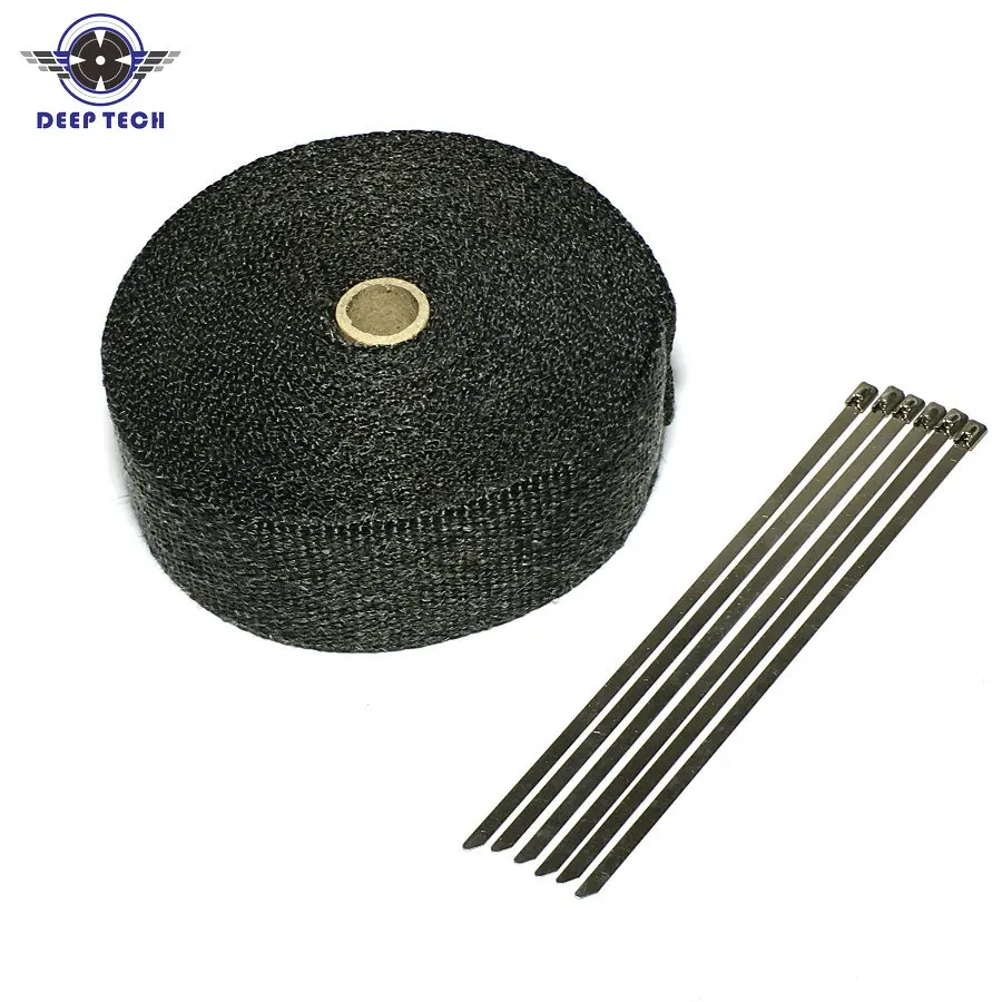 

2" x50' Black Colour Exhaust Wrap Exhaust Muffler Pipe Header Heat Resistant Free Shipping 6 Cable Ties