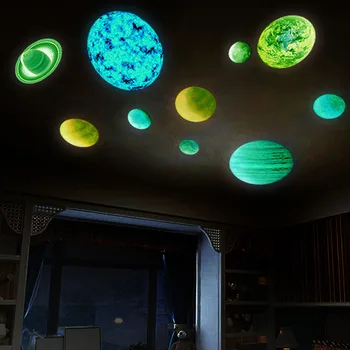 

10pcs/set 10 Planet Solar System Fluorescent Wall Stick The Universe Planet Galaxy Children Room Bedroom Luminous Wall Stickers