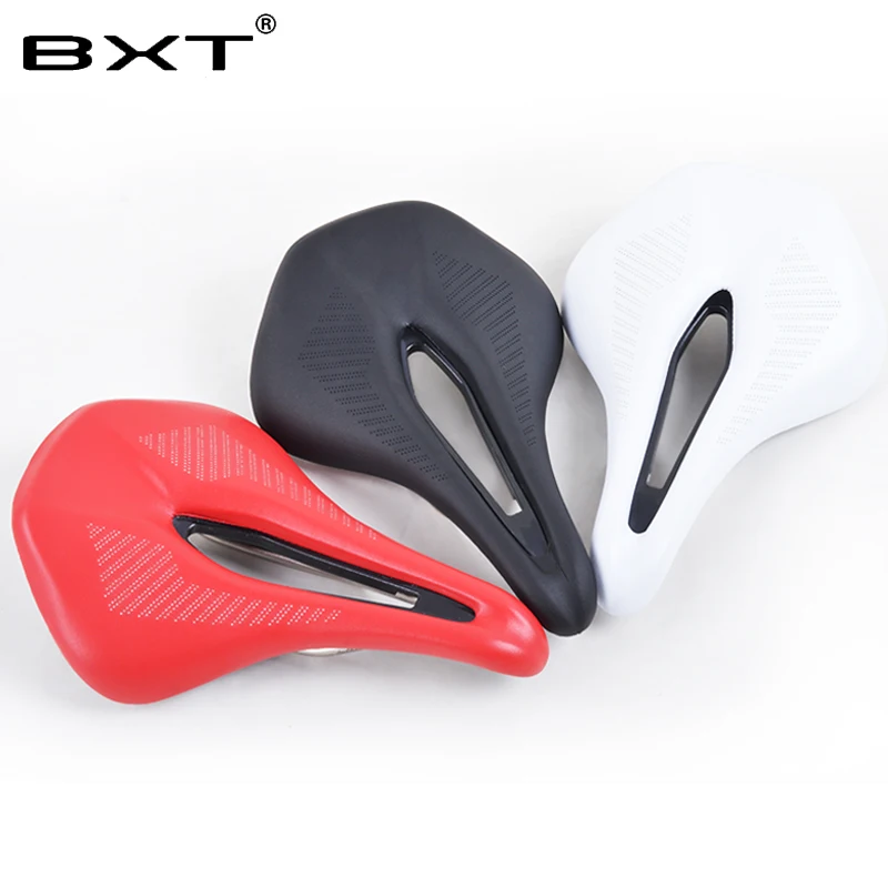 

BXT MTB leather Bike Bicycle Saddle Rail Hollow Breathable Absorption Rainproof Casual Off-road Cycling Seat