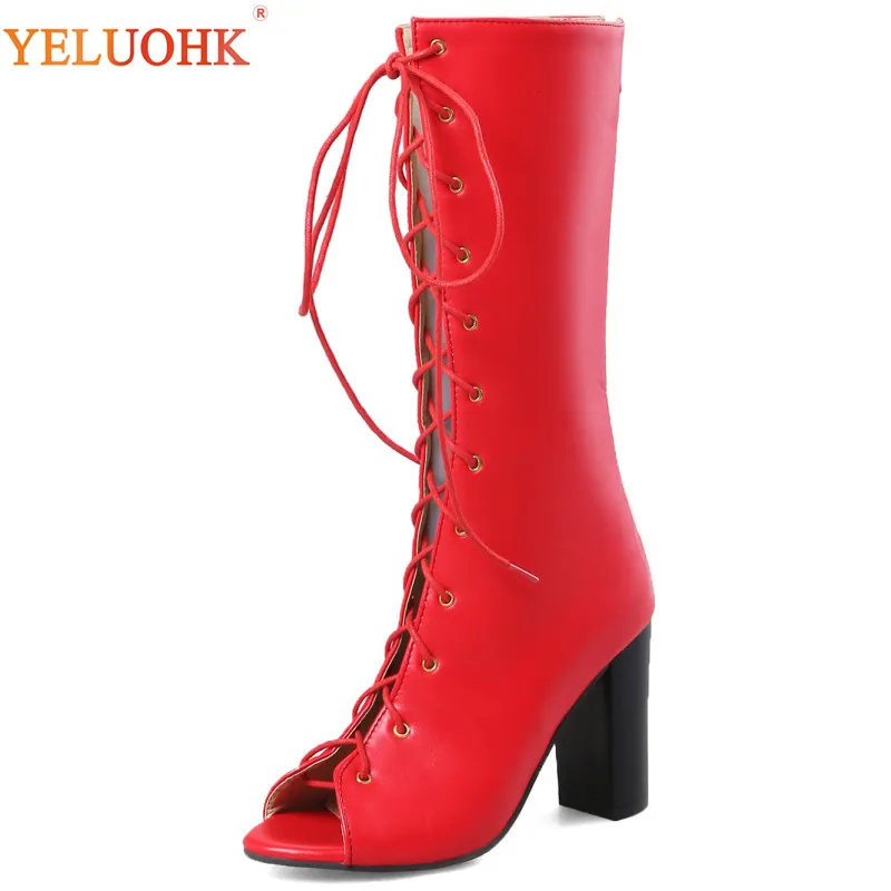 

33-44 Summer Boots Women Big Size Peep Toe Women Boots 2018 Summer Shoes Female