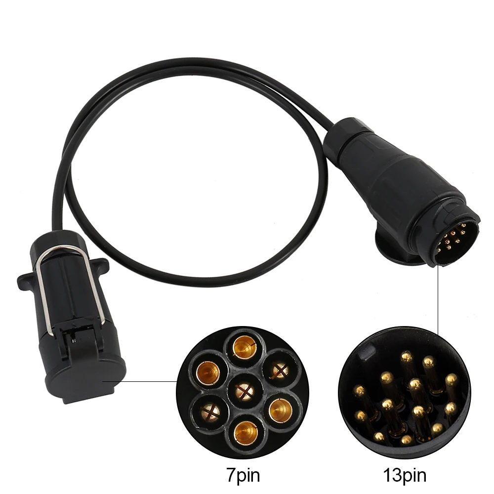 

13 To 7 Pin Trailer Adapter Black frosted materials Trailer Wiring Connector 12V Towbar Towing Plug N