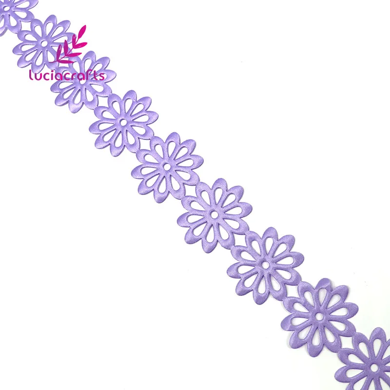 Lucia crafts 2y/лот 40mm многослойный Цвет выдалбливают ленты с цветами Швейные изделия ручной работы отделка кружевом Украшение Аксессуары P0702 - Цвет: Light purple