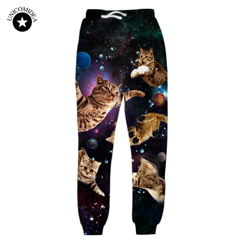 

Autumn Joggers Mens Black Pants Brand 3D Trousers Galaxy Cat Kitten Printed Track Pants Casual Active Sweatpants Trousers