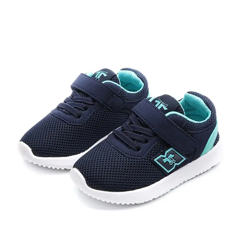 SKHEK Children Sport Shoes Autumn Spring New Fashion Breathable Kids Boys Air Mesh Shoes Girls Anti-Slippery Sneakers Baby Shoe - Цвет: Синий