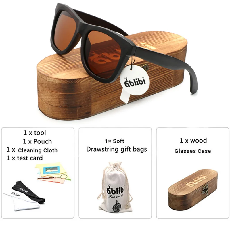 Ablibi Для мужчин бренд Солнцезащитные очки для женщин поляризационные Для женщин дизайнер бамбука деревянных уникальный эбенового Для мужчин моды дерева Стиль очки Солнцезащитные очки для женщин в коробке