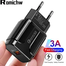 ROMICHW Quick Charge 3,0 быстрое зарядное устройство QC3.0 настенное зарядное устройство для мобильного телефона для iPhone 8 7 6s Plus x EU QC Быстрая зарядка