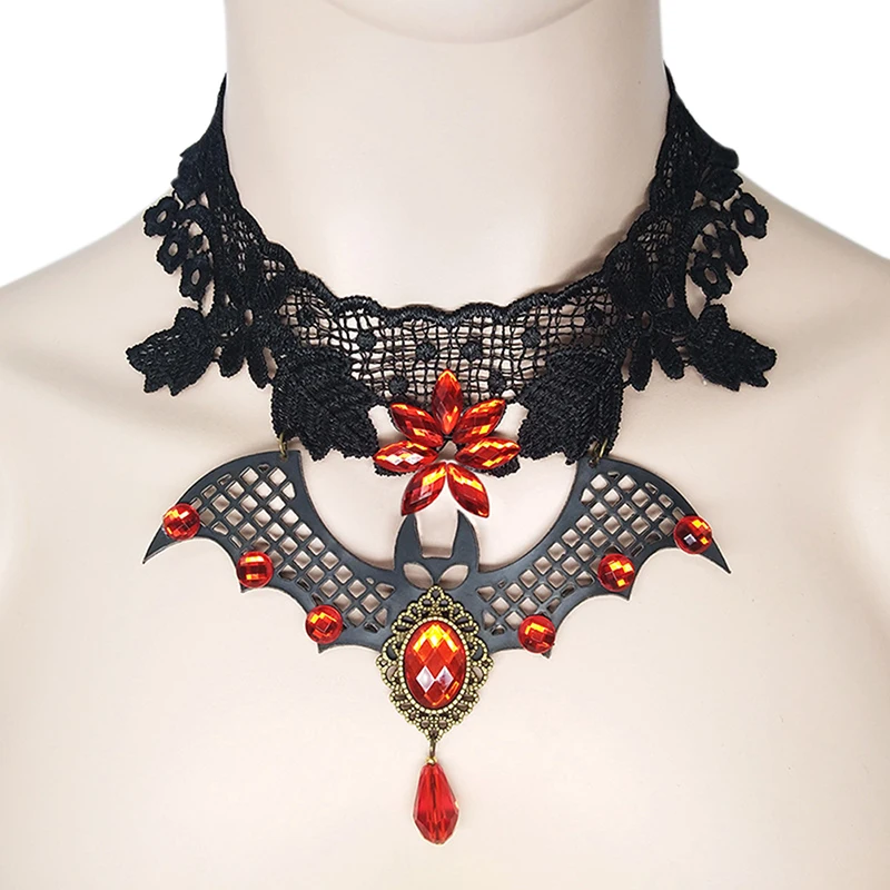 Black Hollow Lace Choker Vintage Water Drop Short Chain Necklace Charm Ribbon Wedding Collar Jewelry 3 Styles Party Favor
