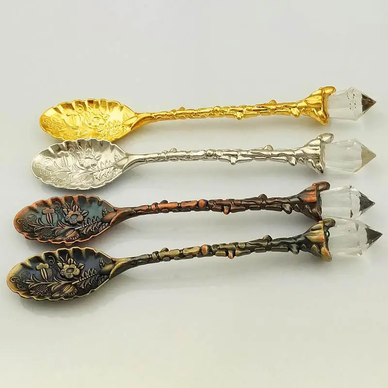 

Kitchen Dining Bar Vintage Royal Style Arab Style Carved Small Coffee Spoon Flatware Cutlery Mini Dessert Spoon For Snacks