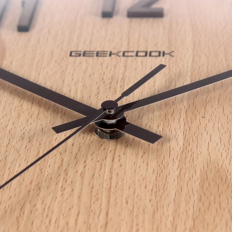 Geekcook 12 ''деревянные Современные Простые настенные часы из круглого стекла Новые Креативные Часы для офиса, спальни, гостиной, кабинета, часы на батарейках