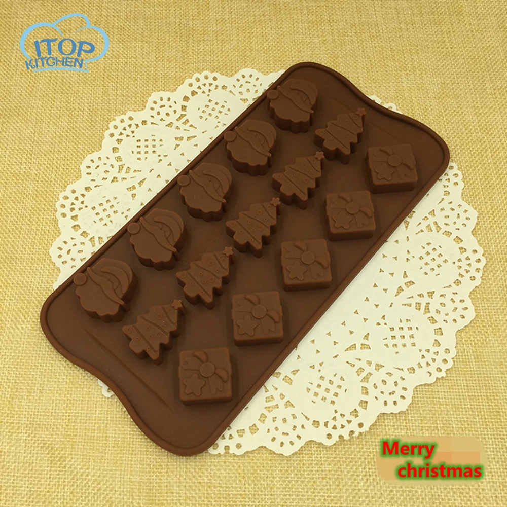 

ITOP 5pcs/lot Christmas Tree Silicone Fondant Cake Molds Soap Chocolate Mould For Christmas and New Year
