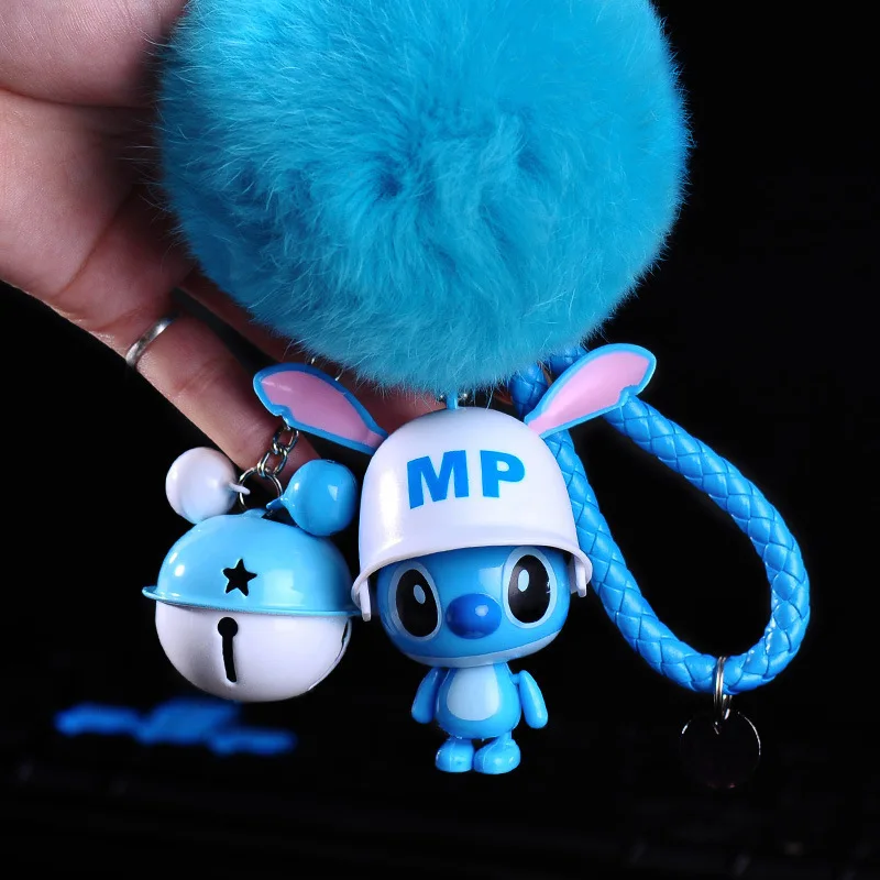 

12 Styles Cute Cartoon Lilo and Stitch Keychain Stitch Key Ring Sound Flash Rope Bell Backpack Pandent Gifts Toys 2019